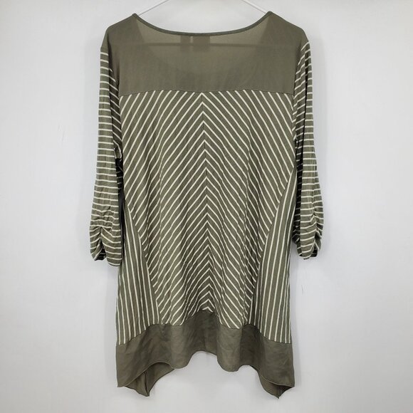 Chico's Fresh Striped Green and White Women's Blouse Top Shirt Large - Picture 2 of 10